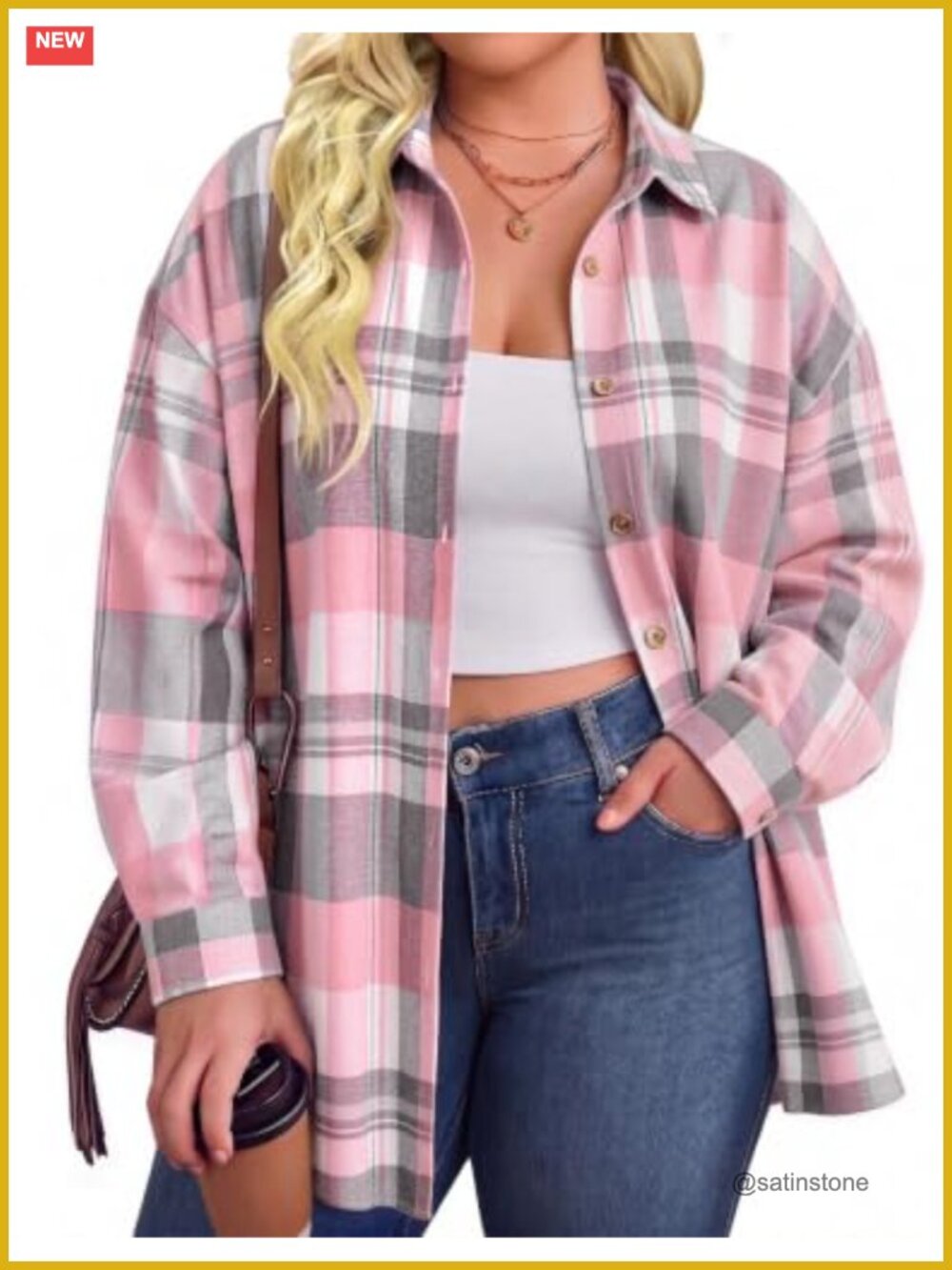 Women's Plus Size Flannel Shirt Long Sleeve Plaid Button Down Oversized Casual